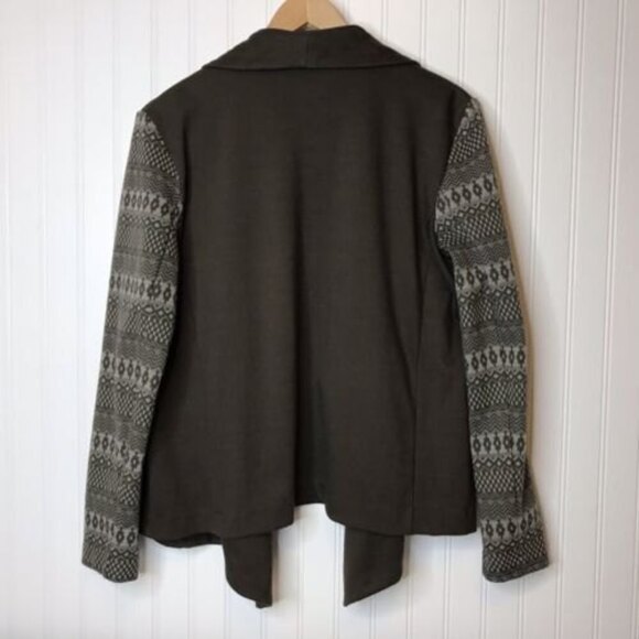 Violet b Cardigan Women’s M Open Front Swing Olive Green‎ Asymmetrical Fair Isle - Picture 3 of 8